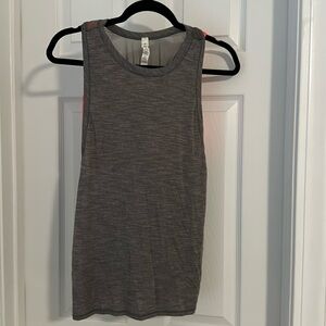Lululemon grey top with built in orange bra - size 8